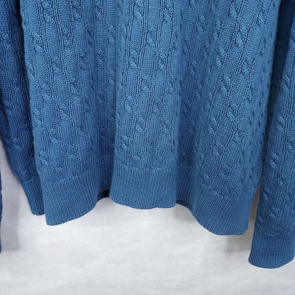 Black Brown 1826 Sweater Men’s 2XL Federal Blue V-Neck Cotton Cable-Knit Cotton - Picture 4 of 12